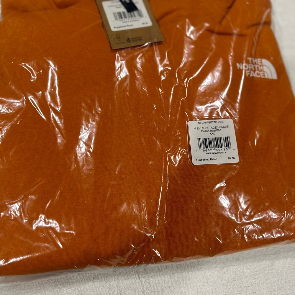 Brand new orange evlin vintage hoodie from north face